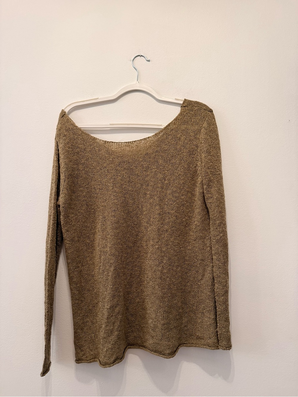 Zara Tan-Brown Boatneck Knit Sweater Size Small